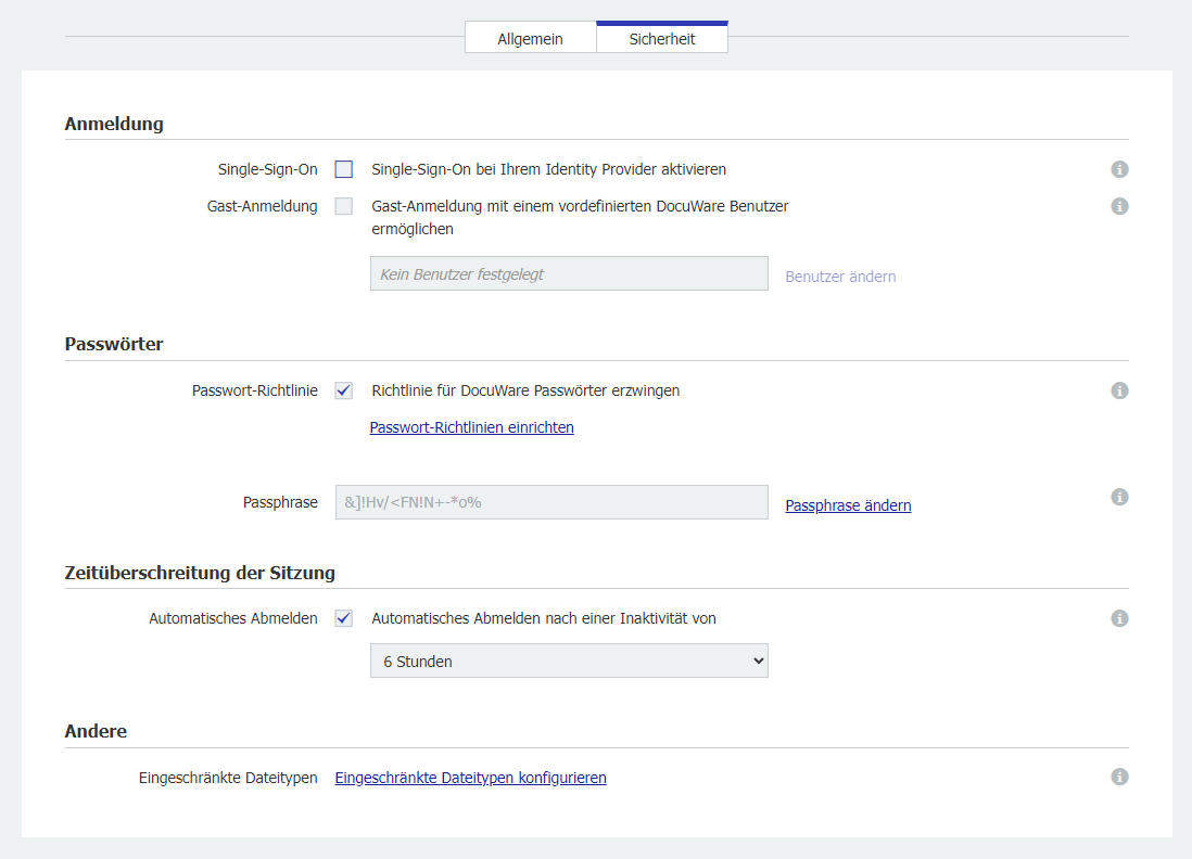 Sicherheitseinstellungen